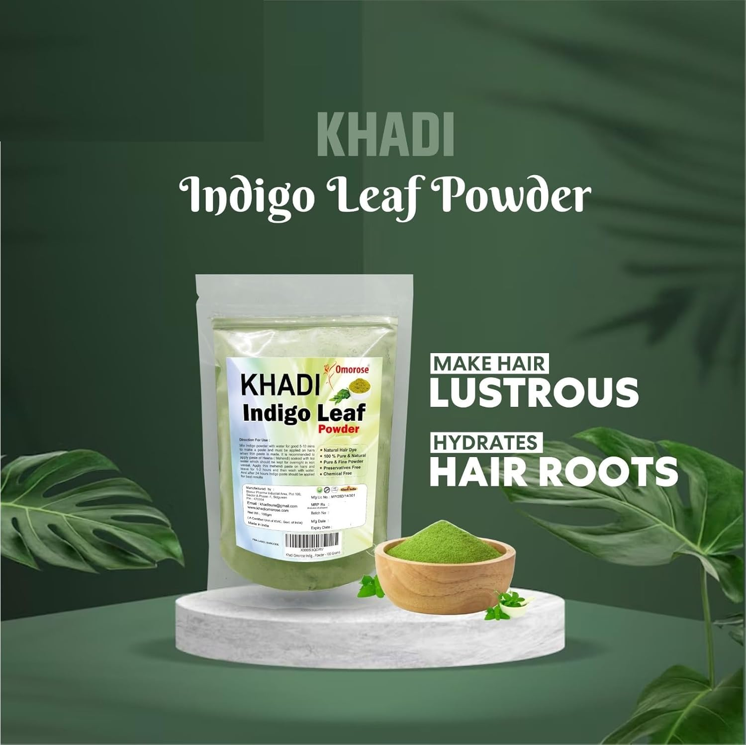 Khadi Indigo Leaves Powder - 100 Grams