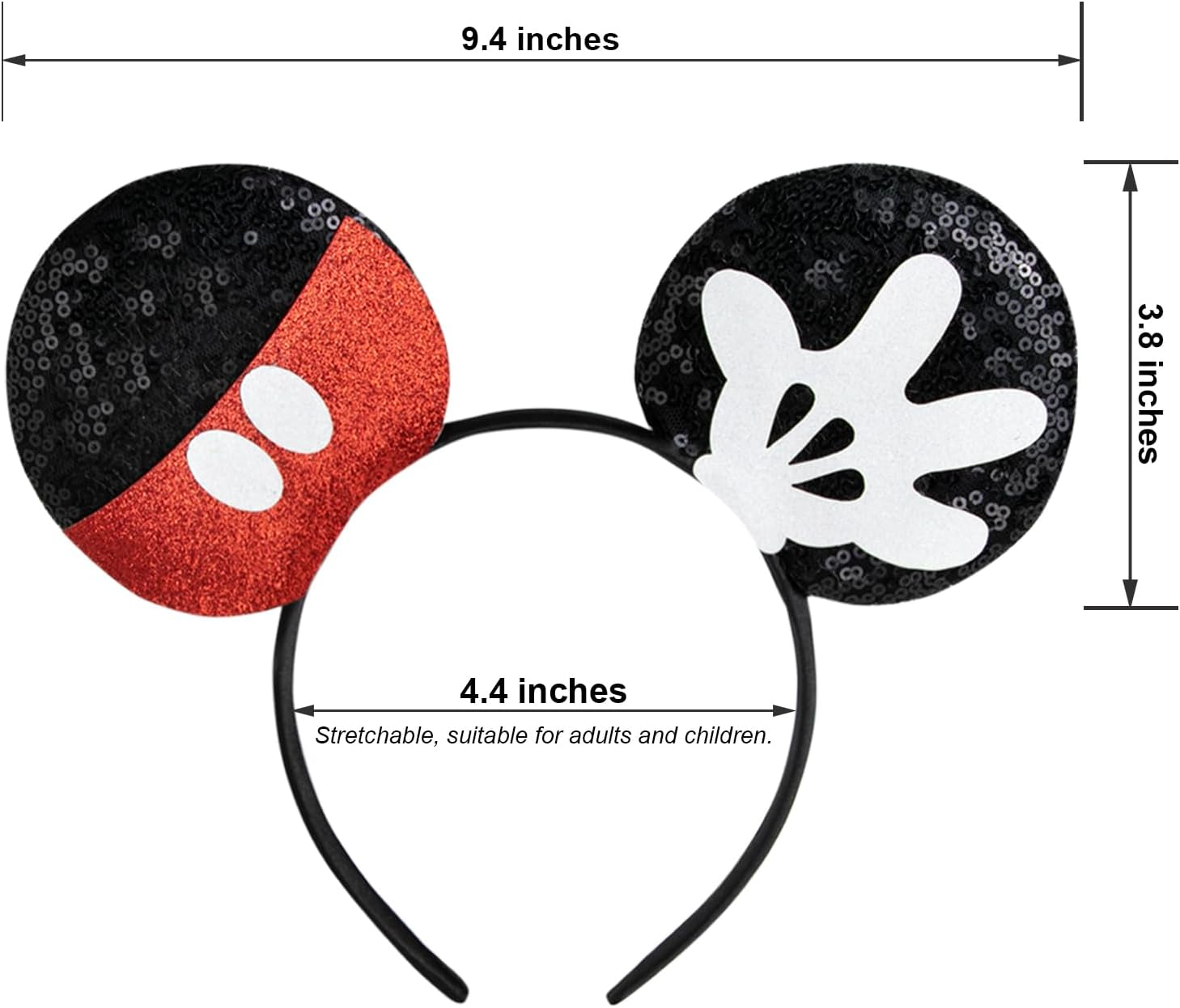 Chuangqi Mouse Ears Headband, Double-Sided Sequins, Glitter Hair Band for Birthday Party, Holiday Dresses & Cosplay for Unisex Children image number 2