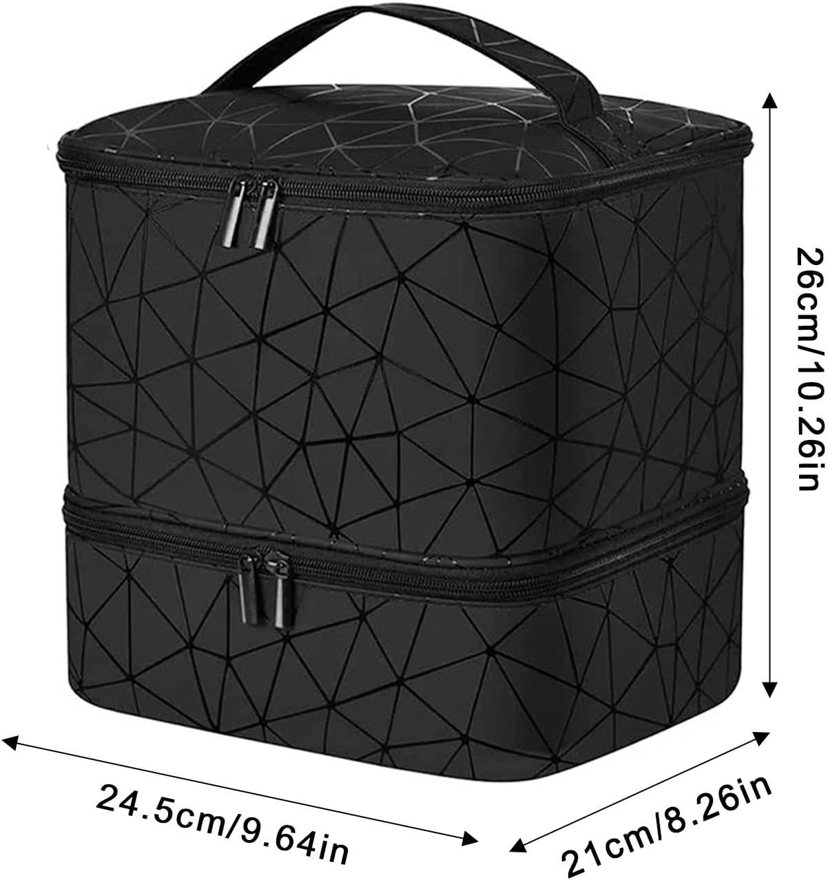 Nail Polish Organizer Case, Double Layer Design Nail Polish Holder Carrying Case, Nail Polish Storage Bag, Holds 30 Bottles Nail Box Organizer Case for Nail Tech and Manicure Tools, Black, Refer To - Pink image number 5