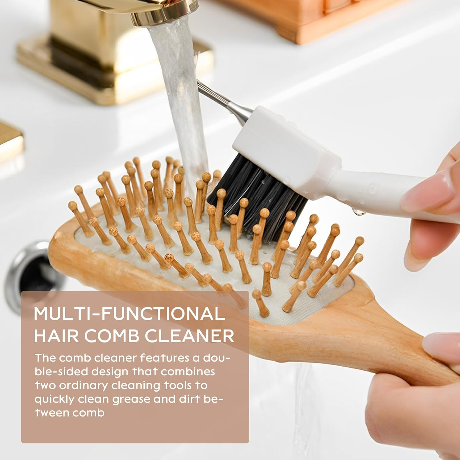 2 Pack 2 in 1 Hair Brush Cleaner,Hairbrush Cleaner Toolcomb Cleaner,Self Cleaning Hair Brush for Removing Hair and Dust Home or Salon Use image number 2