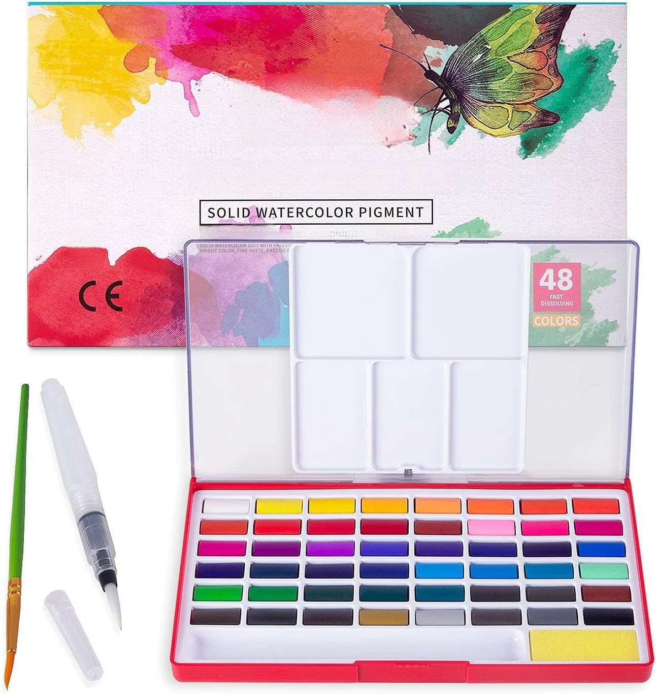 Watercolor Paint Set, 48 Assorted Premium Colors in Box with Water Brush and Sponge, Perfect for Artist Kids Beginners, Artists, Painting, Sketching, and Illustrating image number 2