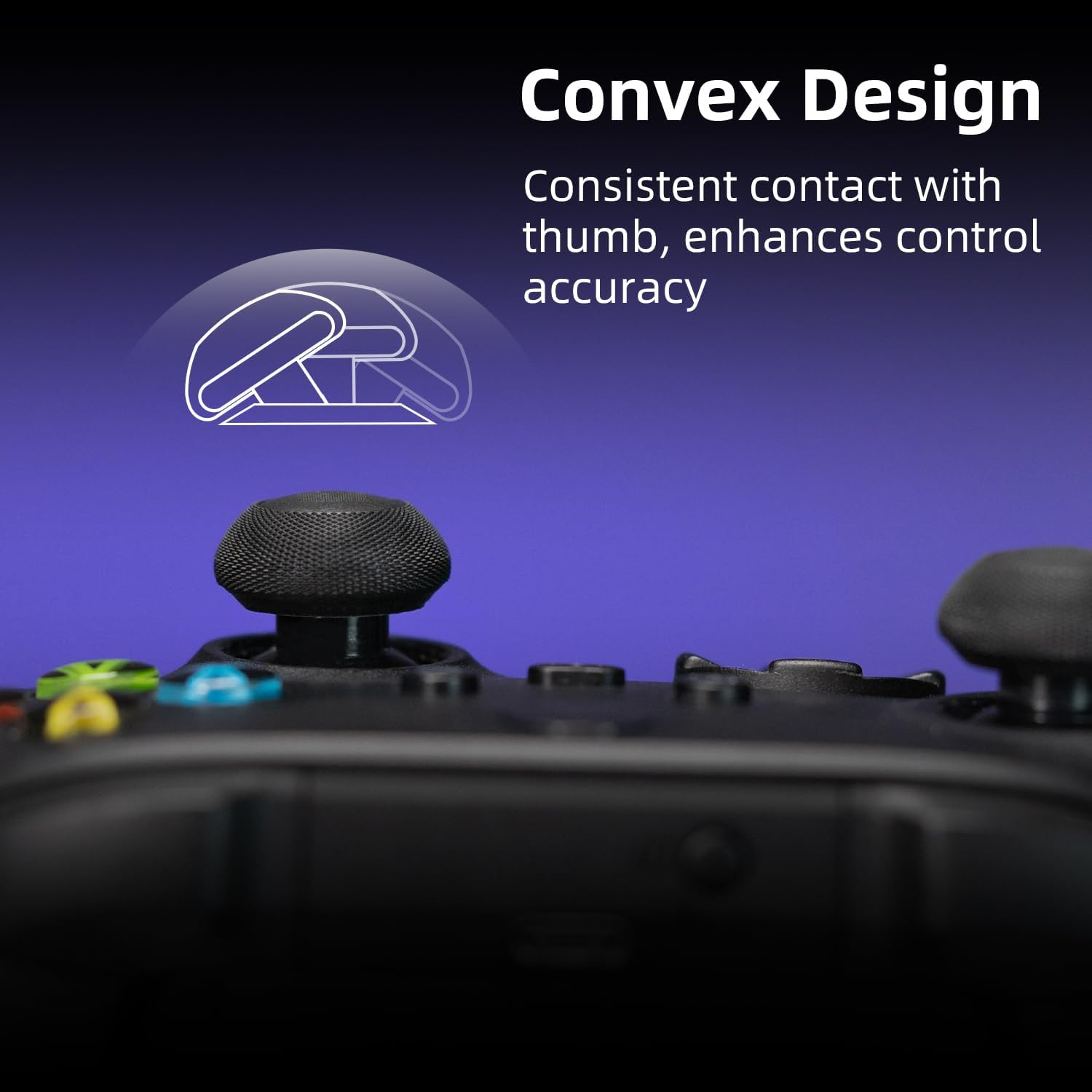 Skull & Co. Convex Thumb Grip Caps Joystick Cap Analogue Stick Cover Thumbstick Grip Cover for Xbox (XSX/XB1) Controller - Black, 2 Pairs (4 Pieces)