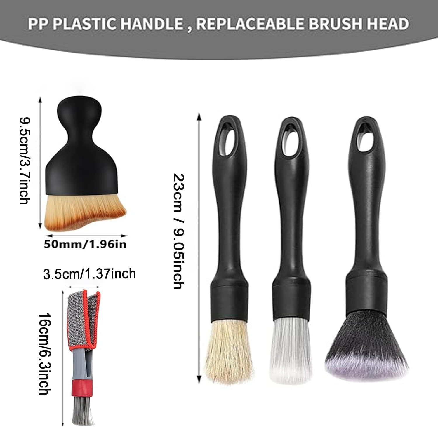 Lxcshljx 5Pcs Car Interior Detailing Cleaning Brush Kit, Soft Bristles Auto Detailing Brush Set, Scratch Free Vehicle Dust Removal Brushes, Crevices Cleaning Brush Supplies for Dashboard, Air Vents image number 4