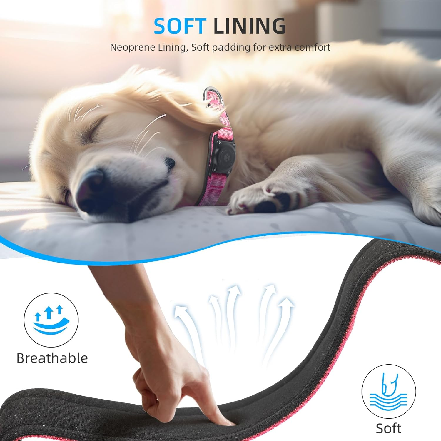 Reflective Air Tag Dog Collar - 100% Waterproof Dog Collar Airtag Holder | Extra-Durable, Soft Padded Airtag Dog Collars for Small Medium Large Dogs image number 6