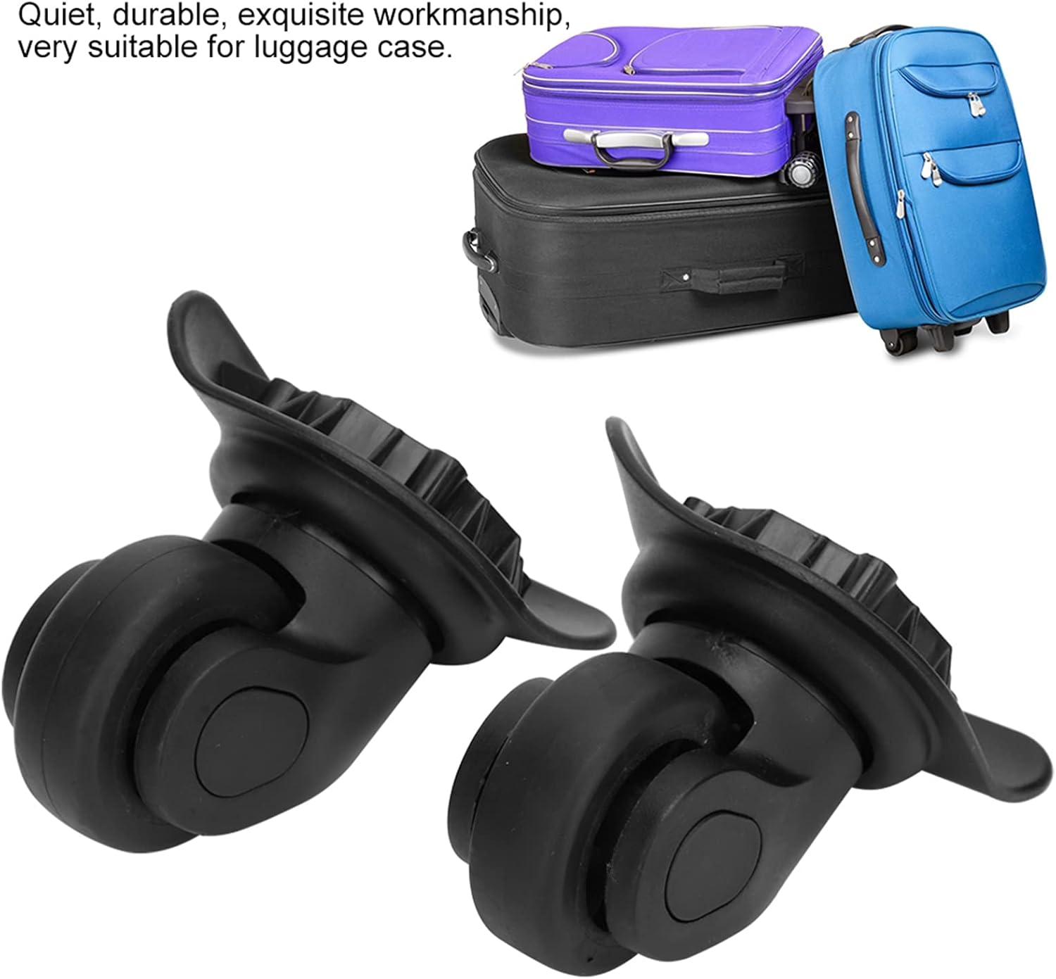 Locadence Suitcase Replacement Wheel, PP PET Black Single Row Wheels Mute High Pressure Resistance Universal Wheel for Luggage Cases Accessory image number 2