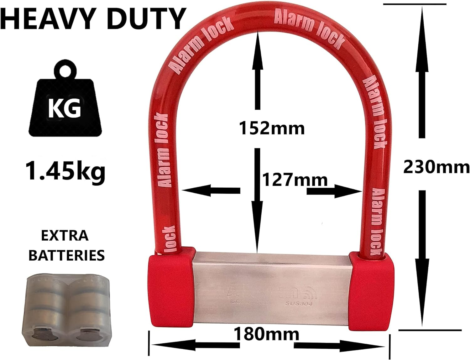 Enzzone Bike Lock Heavy Duty anti Theft Alarm Bike U Lock 120Db, 16Mm Stainless Steel, 3 Keys, Spare Batteries, with Combination Chain Lock - 3'.2" in Length - Manganese Steel - Digit Resettable image number 6