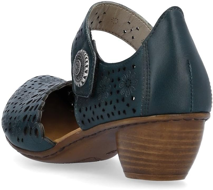 Rieker 43753 Mirjam Women'S Mary Jane Heels - Low-Heel Leather Shoes with Adjustable Ankle Strap & Laser-Cut Design - Comfortable Women&rsquo;S Heels for Casual & Dressy Wear image number 7
