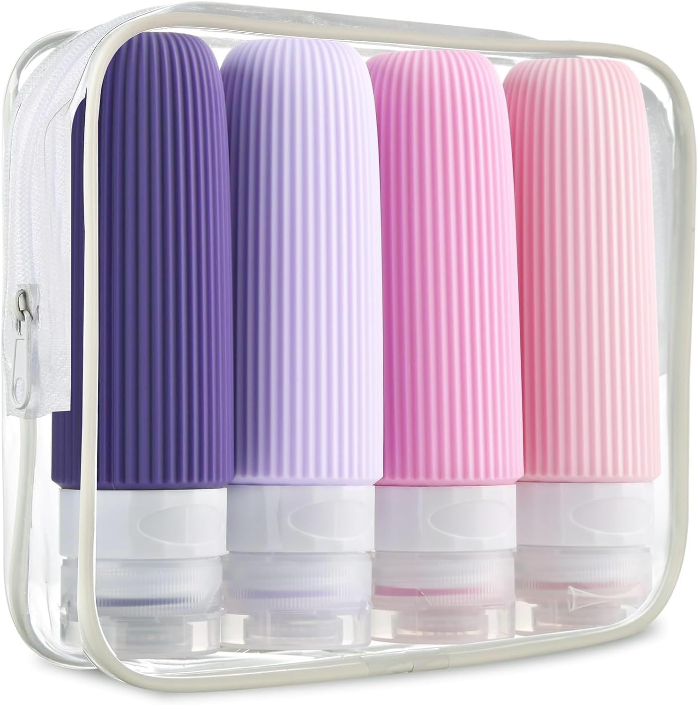 Mumoo Bear Travel Bottles for Toiletries, Tsa Approved 3Oz Portable Travel Bottles, BPA Free Leak Proof Squeezable Silicone Travel Size Containers, Travel Accessories with Clear Toiletry Bag (Style 5)