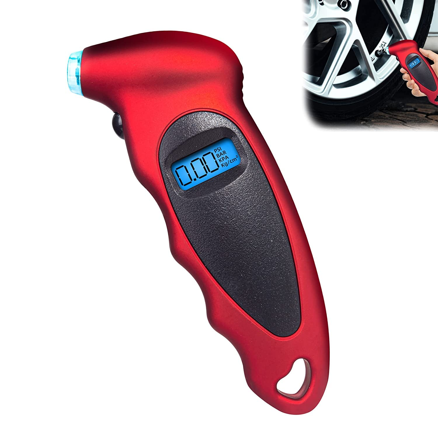 Digital Tyre Pressure Gauge 150 PSI 4 Settings for Car Truck Bicycle with Backlit LCD and Non-Slip Grip, Tire Pressure Gauge for Easy and Accurate Reading