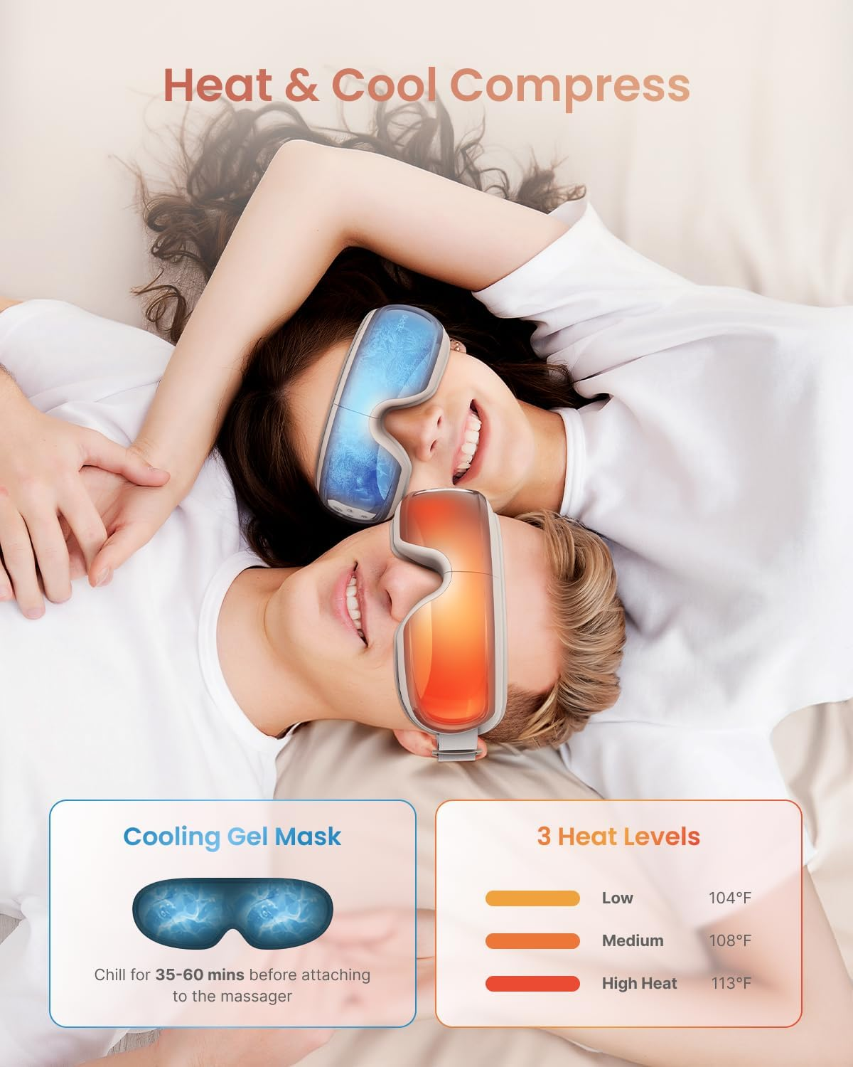 RENPHO Eye Massager with Heat and Cooling, with Voice Control & Ice Pack, Eyeris 3 Ros&eacute; Sleep Mask, Mothers Day Birthday Gifts for Women, Eye Care Device for Migraine image number 5