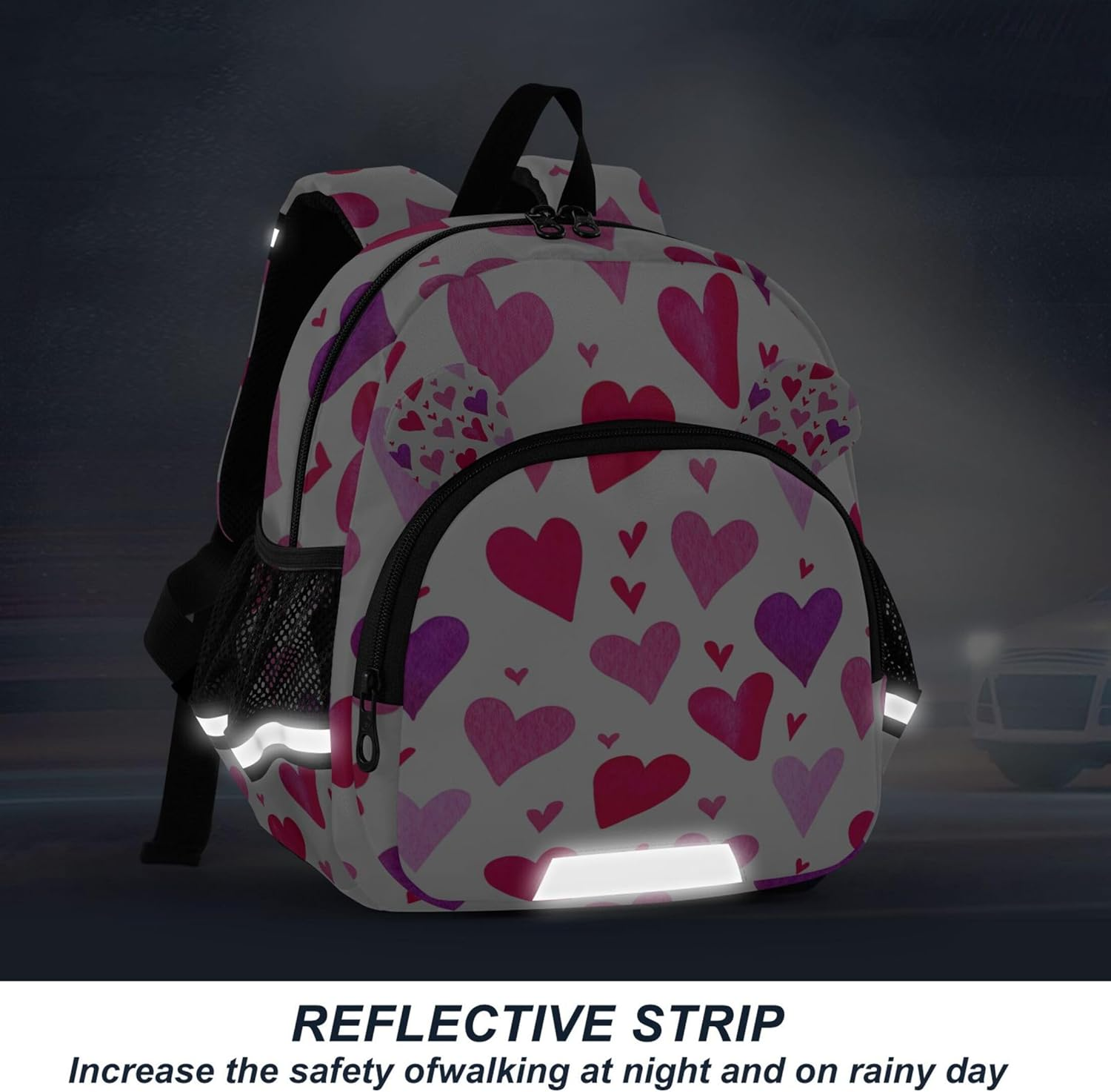 Valentine Hearts Red Kids Backpacks for Toddlers Rainbow Cute Girls School Backpacks for Boys S 7L image number 1
