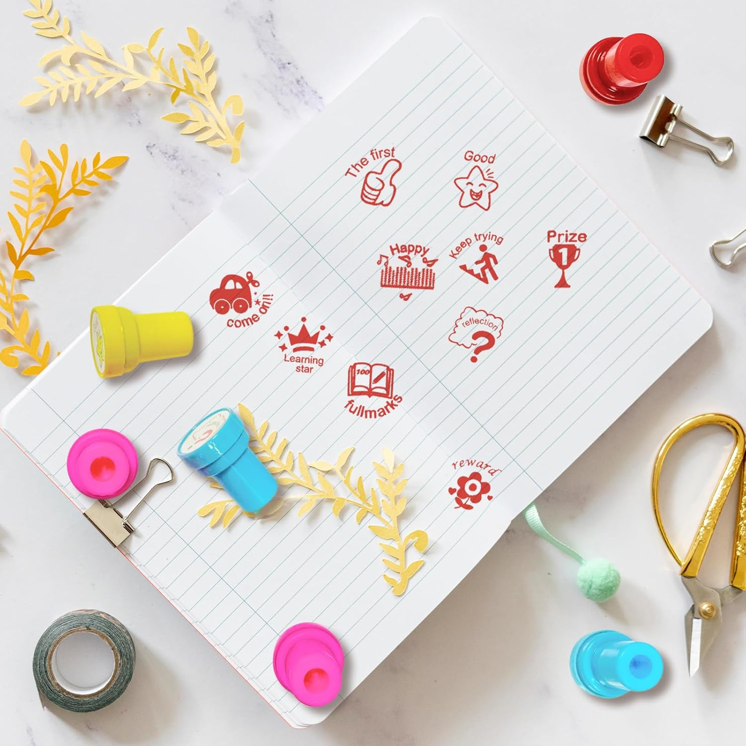 TEAONE Comment Stamps, 10 PCS Motivational Stamps for Homework, Teacher Supplies (Different Kinds) image number 6