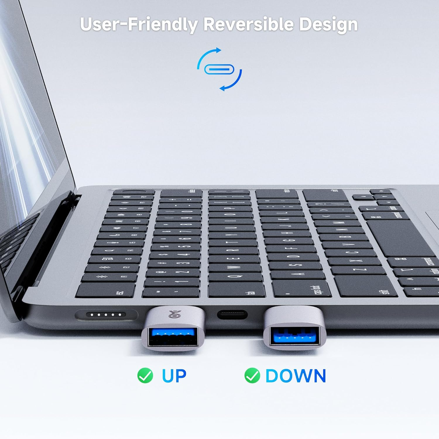 Cable Matters 2-Pack 10Gbps USB C to USB Adapter, USB-C Male to USB-A Female Adapter for High-Speed Data Transferring & Fast Charging, Reversible USB-C Port image number 3