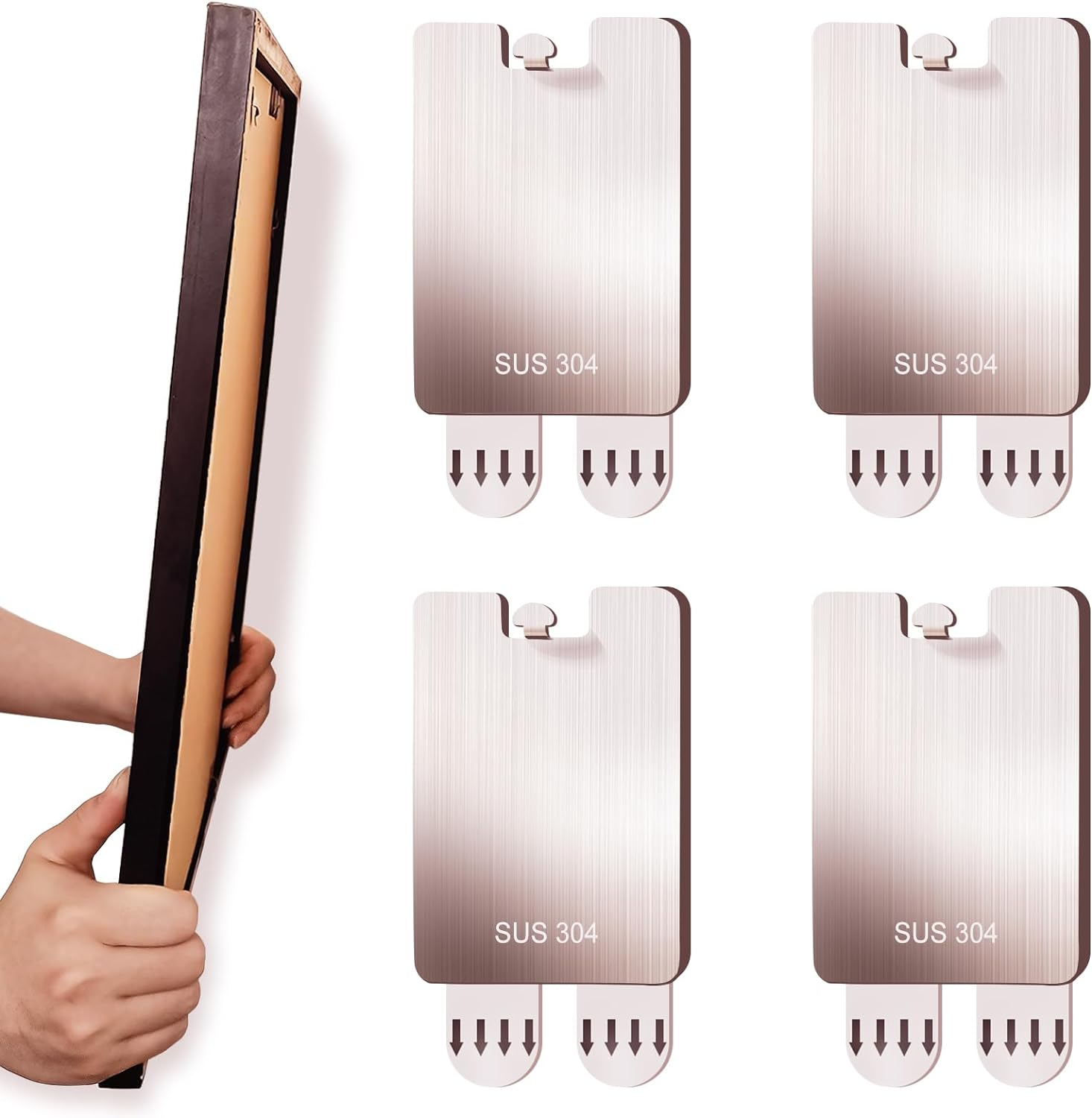 PHIXBEAR Metal Picture Frame Hangers Damage Free Hanging, Picture Hanging Hooks No Damage to Wall Paint, Sawtooth Picture Wall Hangers without Nails, Picture Hanging Strips Hardware Kit, 4 Pack image number 2