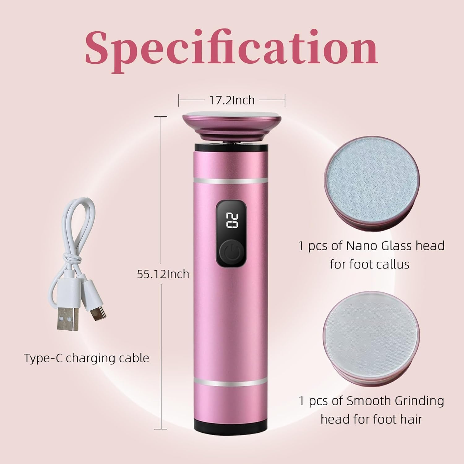 Haygem Electric Callus Remover, Professional Foot Care Tool, Removes Dead Skin from Heels, Rechargeable Foot Dead Skin Remover Set, Adjustable Speed, Suitable for Cracked Heels and Calluses.