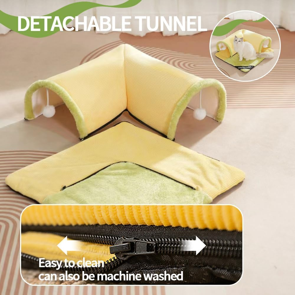 Plush Cat Tunnel Bed for Indoor Cats, Fluffy Cat Cave Tube with Hanging Ball for Fun and Rest, Multifunctional Cat Cat Tunnel Bed for Cat Kitten Rabbit Puppy Ferret image number 6