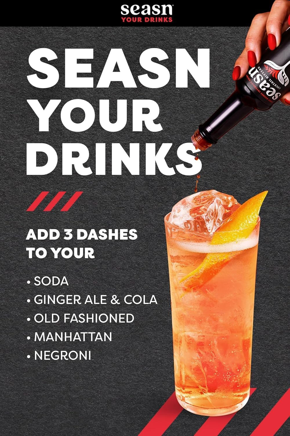 Seasn DARK Non Alcoholic Cocktail Bitters &ndash; Aromatic & Spicy Bitters with Kola Nut, Cherrywood & Star Anise &ndash; Vegan, Sugar Free Mixer for Cocktails & Mocktails &ndash; 150 Ml image number 2