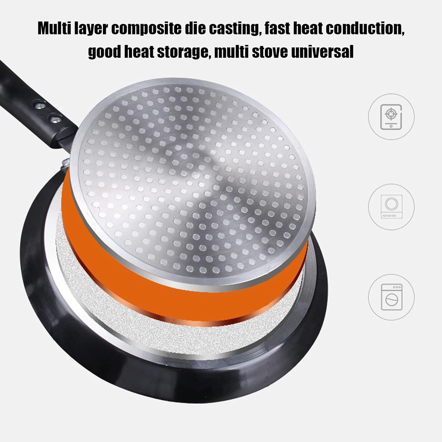 MUNEFE Nonstick Frying Pan, Medical Stone Nonstick Frying Pan, Nonstick Pancake Pan for Kitchen Induction Cooker(Black, 6 Inches) - Black image number 3