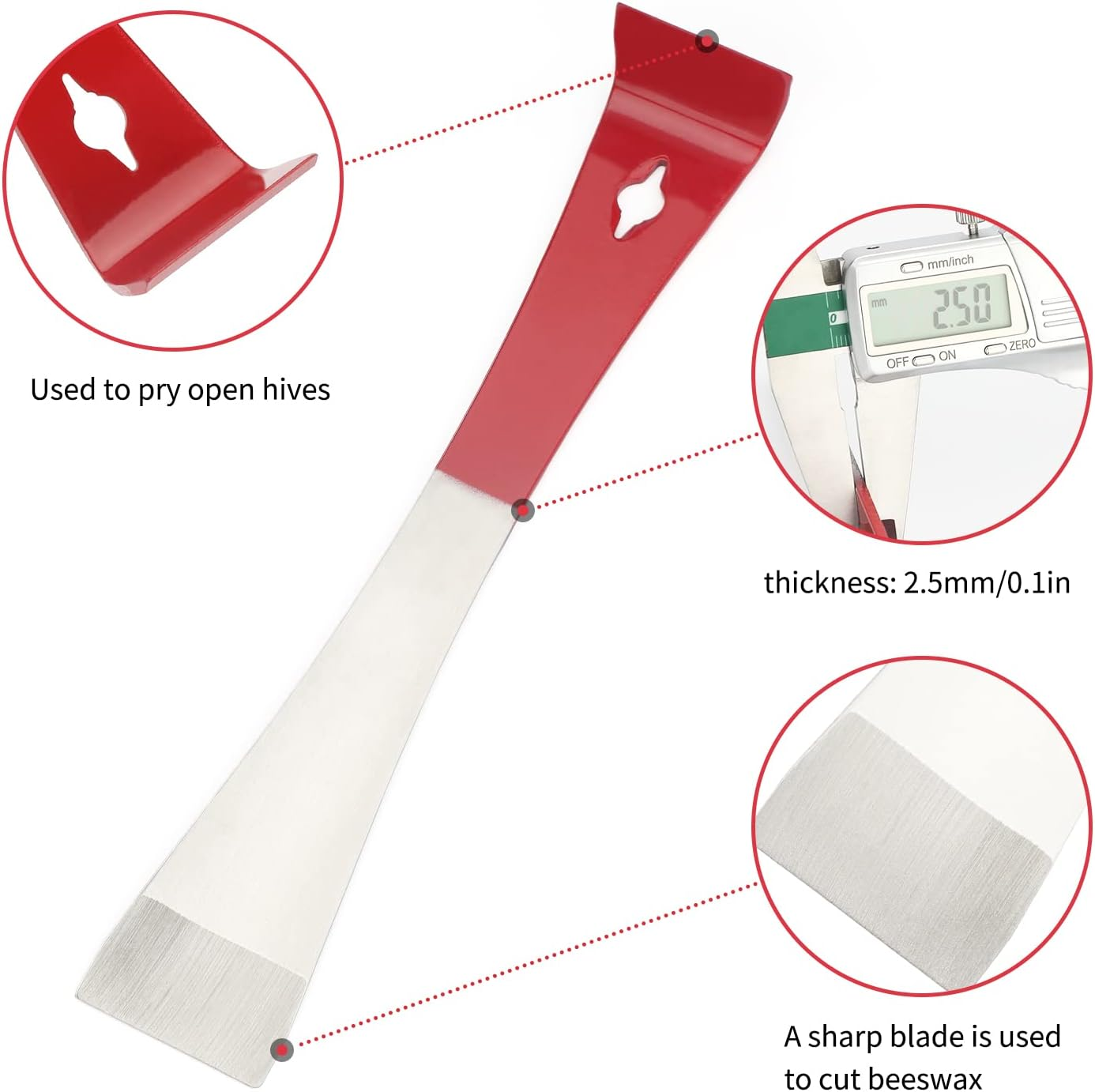 KINGLAKE GARDEN Beekeepers Hive Tool,2Pcs Beekeeping Equipment,Cleaning Your Beekeeping Supplies and Bee Hive,Stainless Steel Bee Hive Scraper image number 1