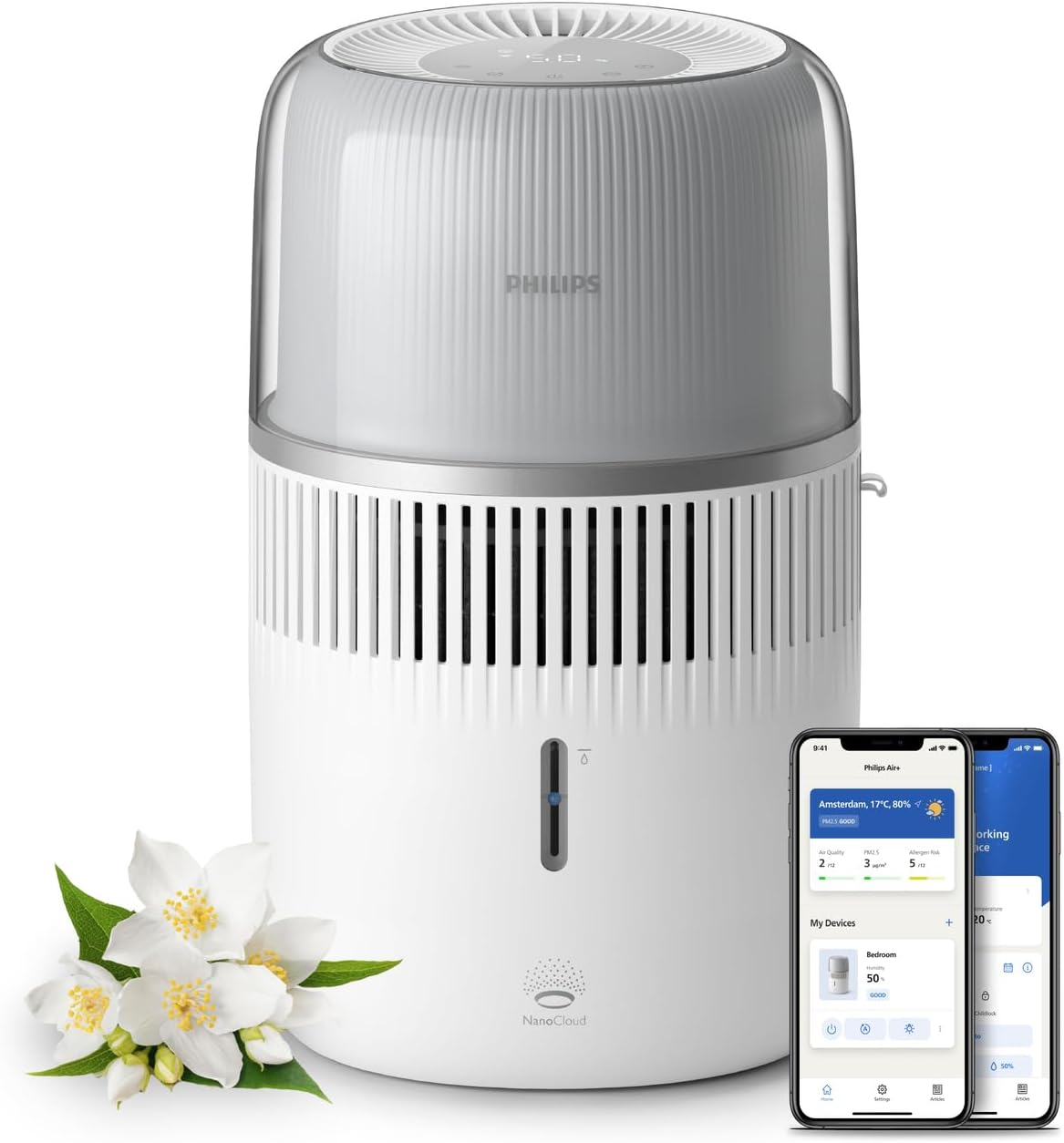 Philips Air Humidifier Series 5000, Smart Humidification for Rooms up to 56M&sup2;, Ultra Quiet Sleep Mode (12 Db), Humidity Sensor, Aroma Add-On, Ambient Light, 400 Ml/H, 4,5L Tank, White (HU5710/00) image number 5