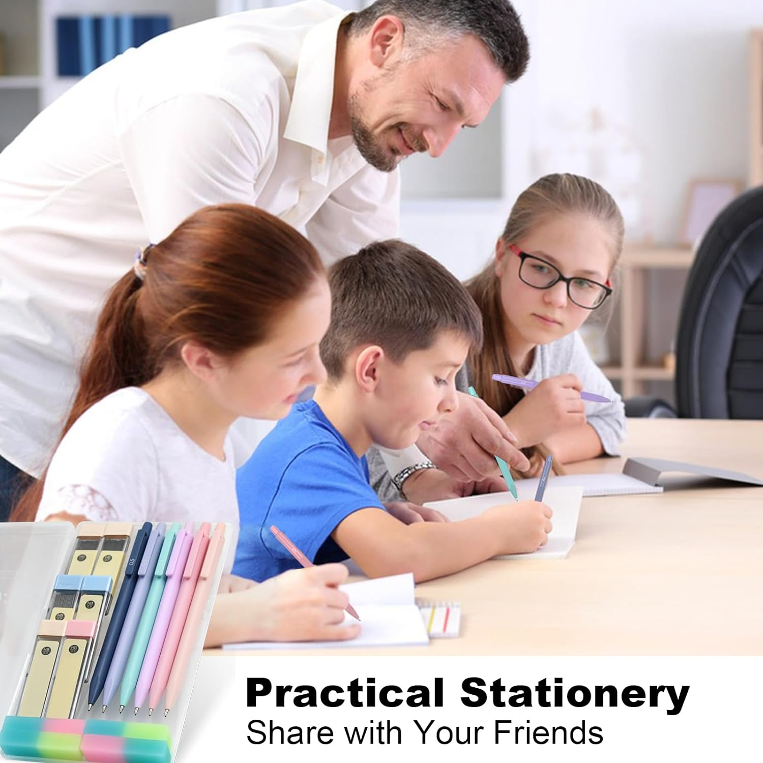 Cute Mechanical Pencil Set, 6 PCS Led Pencils, Pastel Pencil Mechanical, 120 Pencil Refills 0.5 0.7 MM, 4 Pack Erasers, Aesthetic School Writing Supplies for Women Girls Gifts image number 5