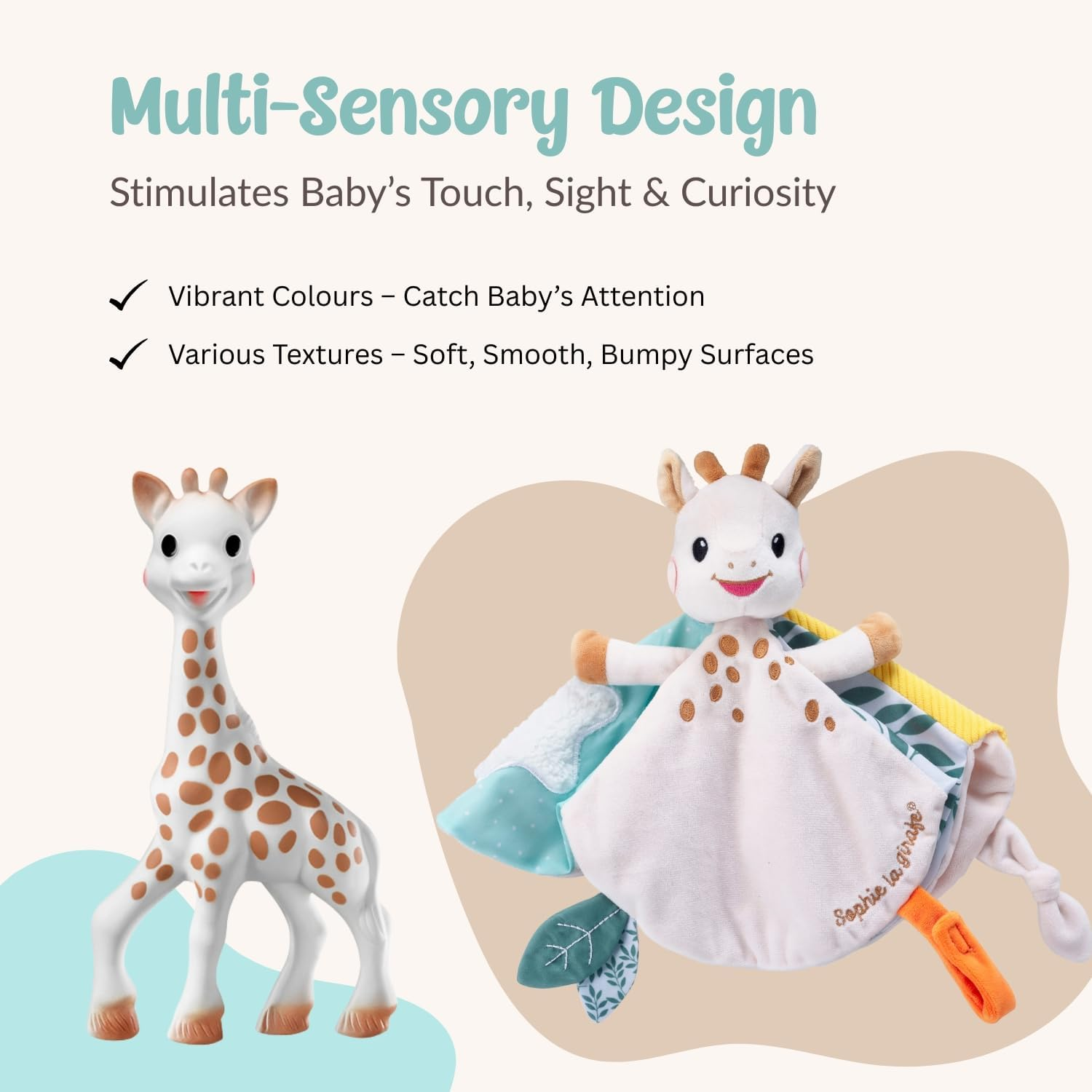 Sophie La Girafe Baby Teether and Comforter Set, Comforter for Kids That Matches Any Bedroom Decor, Teething Toy Made from 100% Natural Rubber, Soft and Lightweight