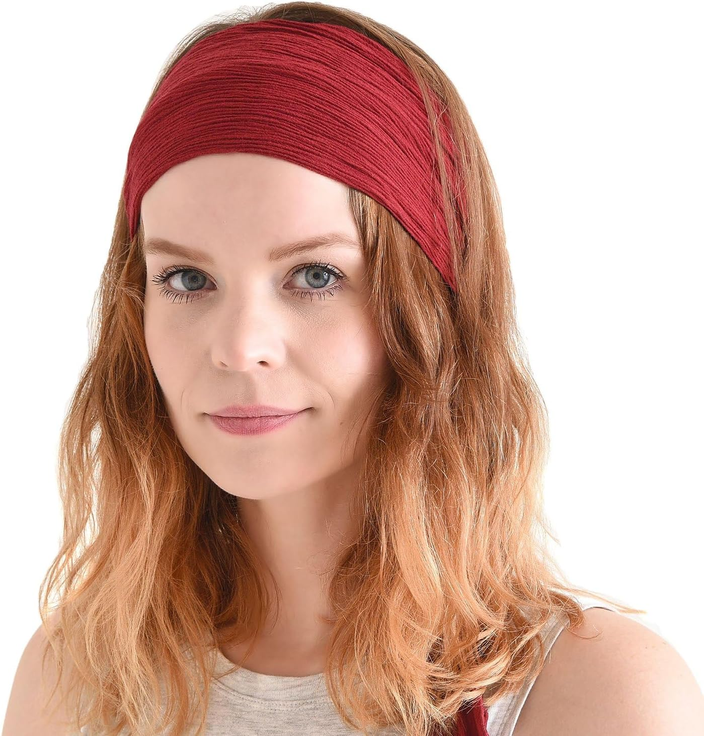 CHARM Womens Headband Boho Headwrap - Turban Head Wrap Festival Retro Hair Accessory Pirate Hairband Dark Red image number 1