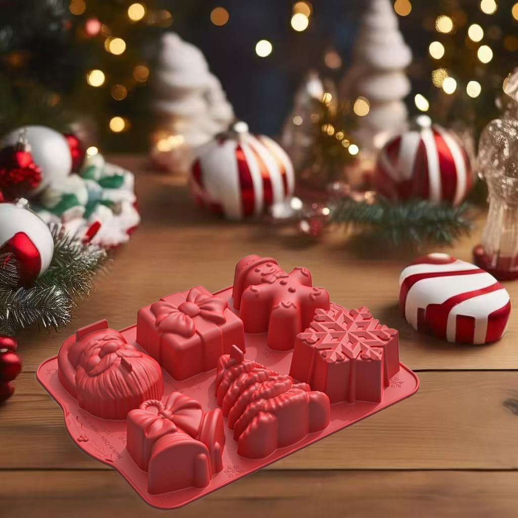 3D Christmas Silicone Molds, Large Size Xmas Baking Mold with Scraper for Cakes, Handmade Soap, Chocolate, Jello, Candy and Candles image number 2