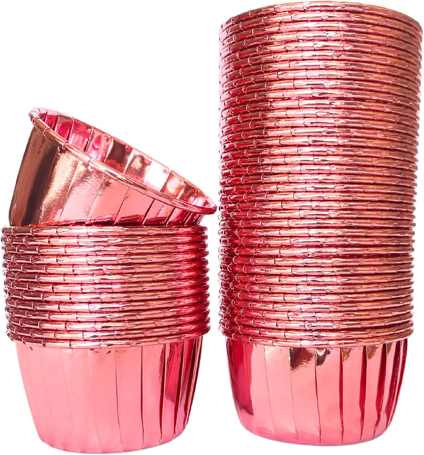 Silver Cupcake Baking Cup Cases, 100 Pieces Muffin Lined Wrapper Papers for Desserts, Little Cakes, Snacks & Muffins, Leakproof Ramekin Foil Patty Pans (Silver)