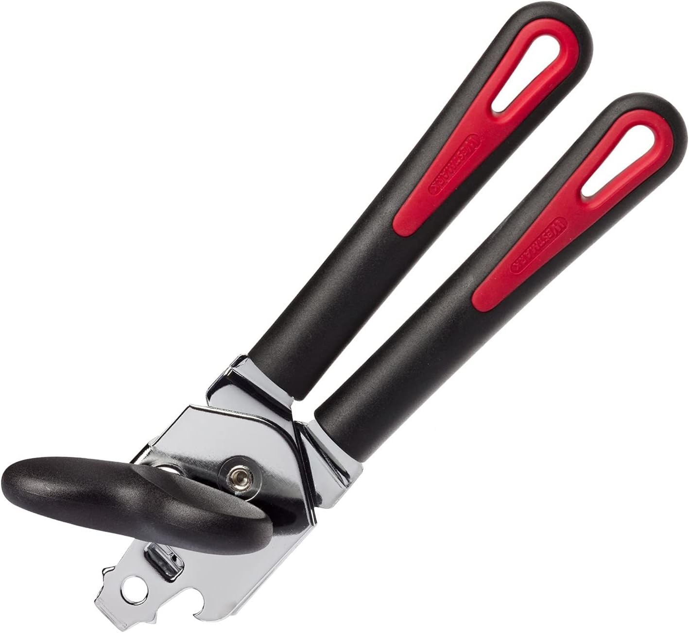 Westmark 29402270 Tongs Can Opener with Bottle and Lid Lifter, Length: 8.2 Inch, Steel/Plastic, Gallant, Black/Red