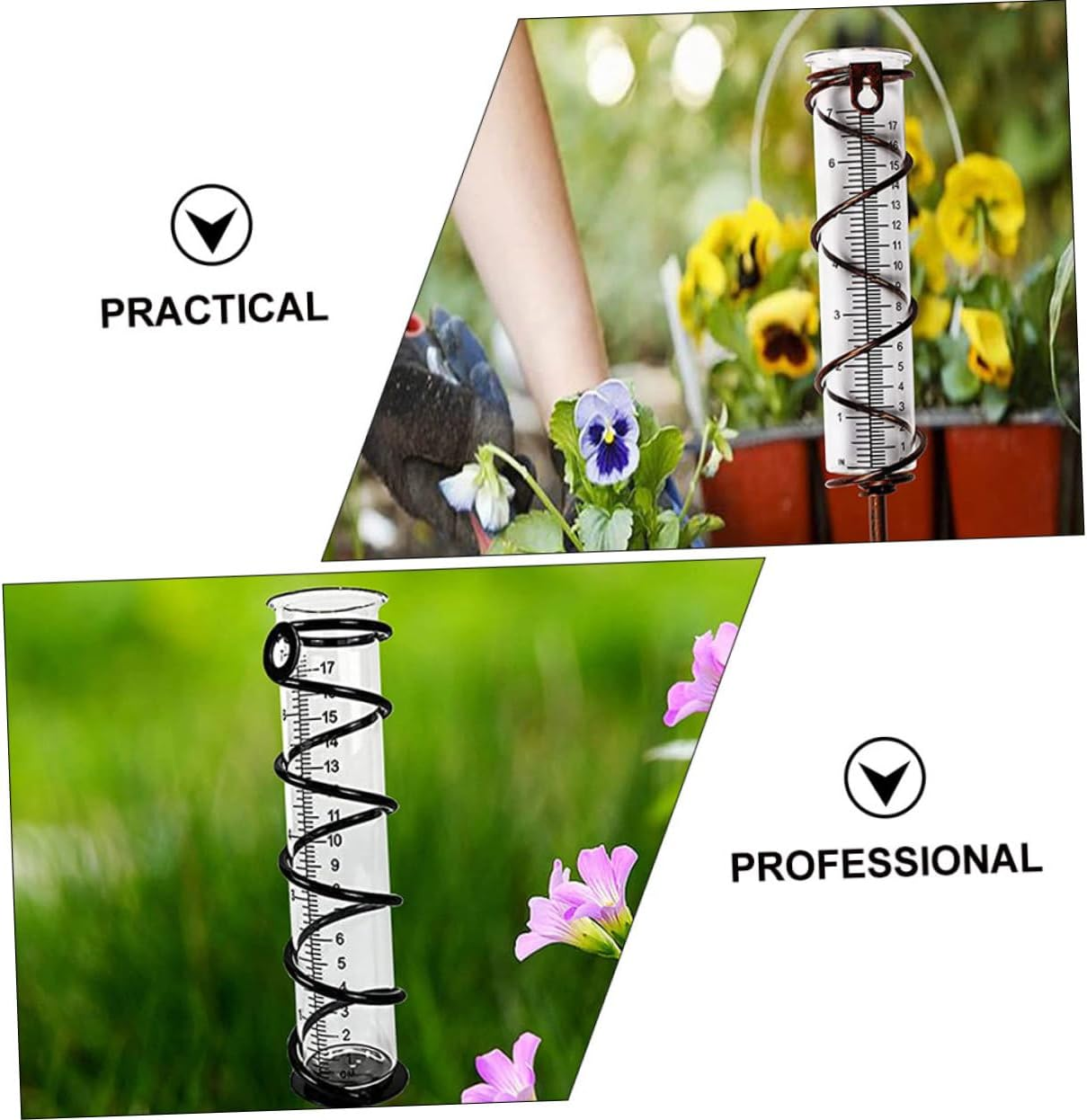 Ibasenice 4Pcs Transparent Rain Gauge Tubes with Design and Stand Clear Portable Rain Measure Tools for Garden Lawn Plant Moisture Monitoring image number 4