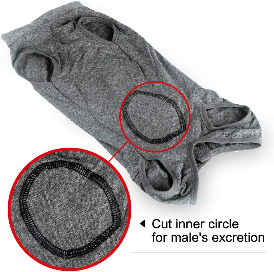 Dog Recovery Suit Abdominal Wound Protector Puppy Medical Surgical Clothes Post-Operative Vest Pet after Surgery Wear Substitute E-Collar & Cone - Grey, L image number 5