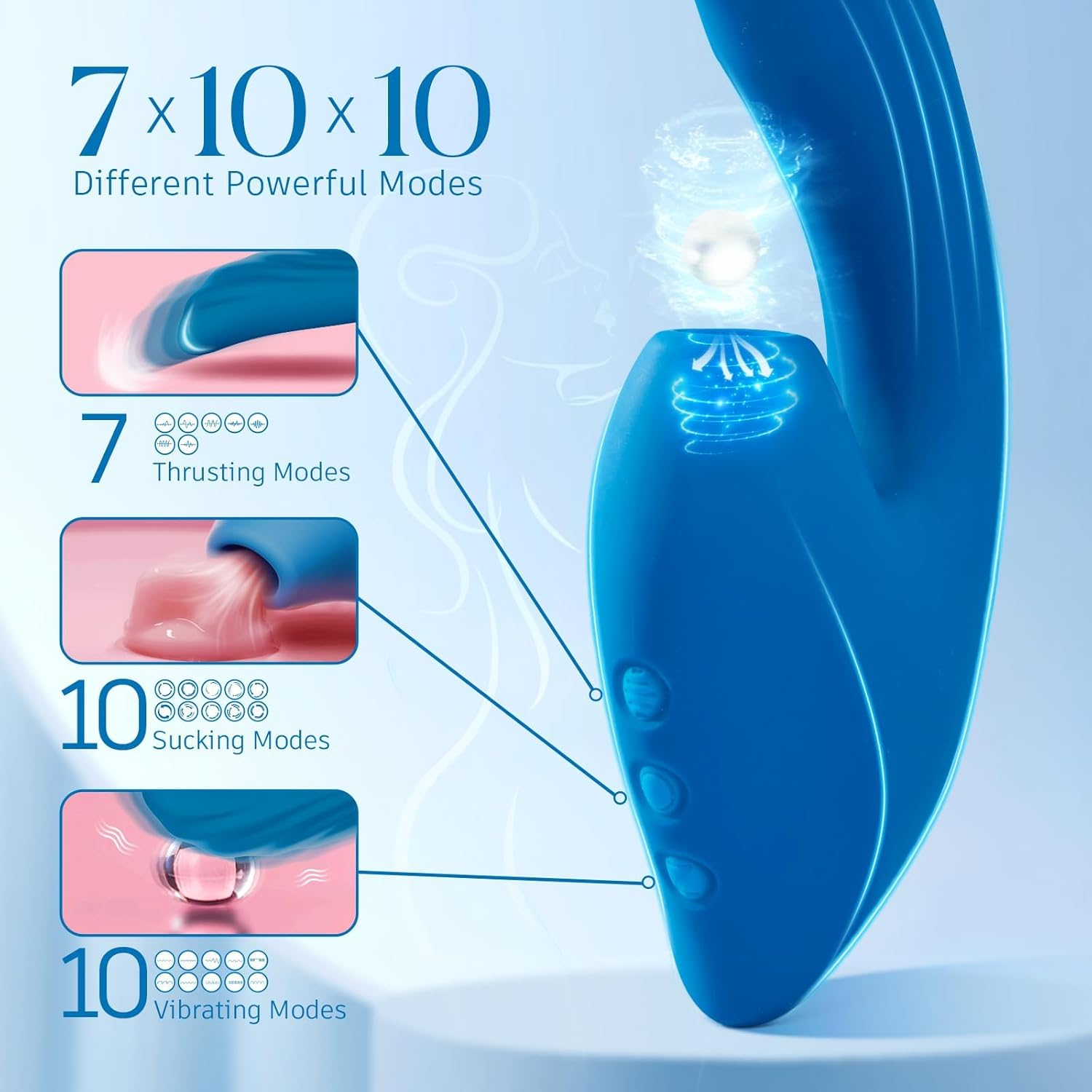 Clitoral Sucking Vibrator Sex Toys Thrusting Dildo - 3IN1 Adult Toy G Spot Clitorious Stimulator for Women with 7 Thrusting + 10 Vibration + 10 Suction, Clit Nipple Anal Adult Toys for Couple, IPX6 Waterproof Sexual Wellness Products, Best Clit Suckers Sent for Her for Valentines Day image number 6