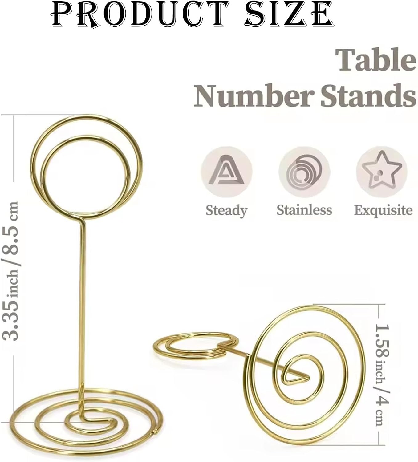 20 Pcs Gold Table Number Holders 3.35 Inch Short Wedding Place Card Stands for Reception, Party, Graduation, Restaurant Centerpiece Decor, Photo Menu Memo Holder, Home Table Decorations image number 5