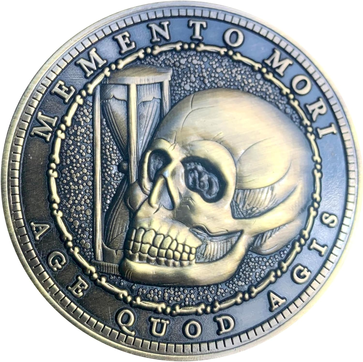 Antique Brass Memento Mori Stoic Reminder Coin image number 4