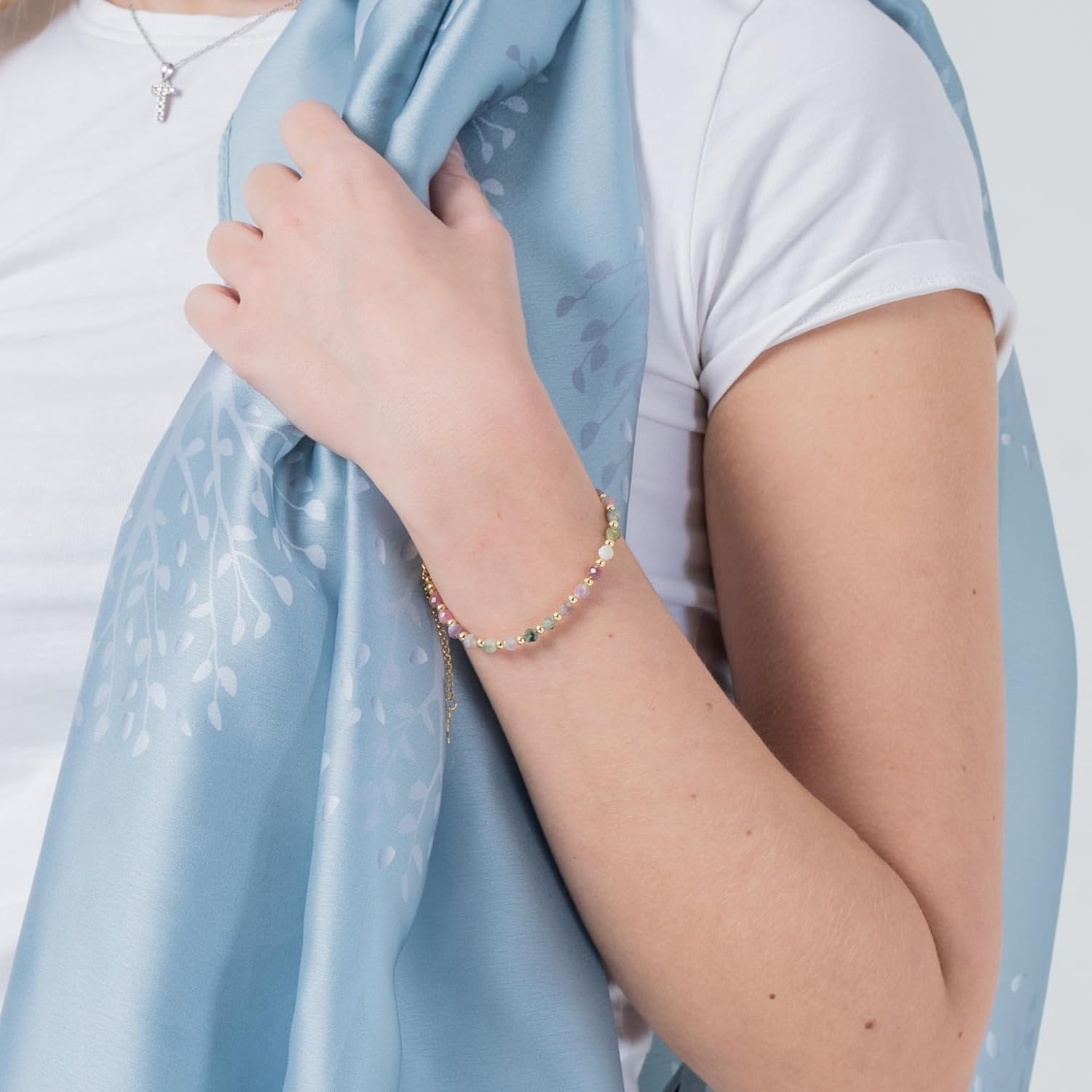 Authentic Crystal Bracelet Gemstone Bracelet Anxiety Relief Stress Relief Bead Bracelet Crystals Bracelets for Women Spiritual Positive Gift for Women - 4. 18Cm Small To Medium - Onyx  Blue Moon Stone Crystal 6Mm image number 4