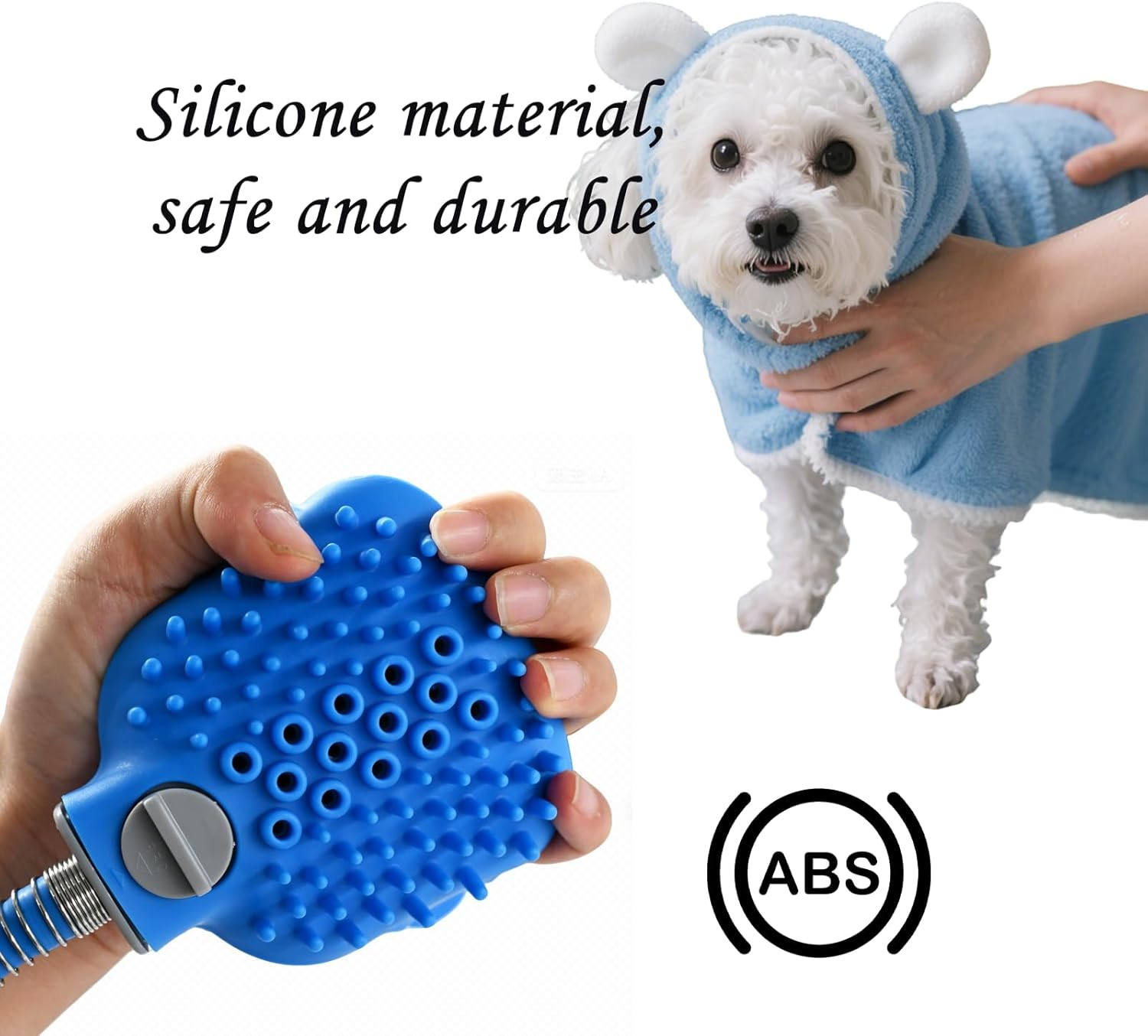 Pet Cleaning Shower Head,2 in 1 Shower Massager,Silicone Scrubber Brush, Dog Cat Bathing Tool with Sprayer, Pet Grooming Supplies, Massage & Clean Attachment for Dogs Cats Hair image number 5