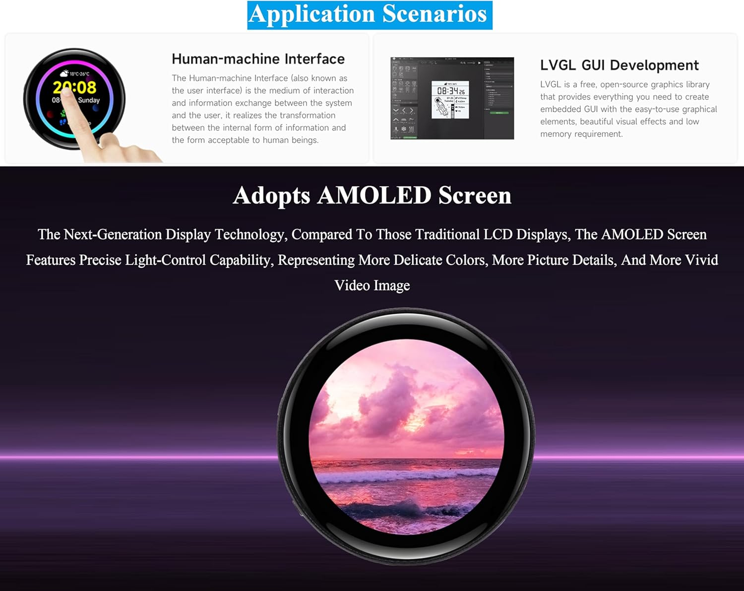 RP2350 1.43Inch AMOLED Touch Display Development Board, 466X466, SPI Interface, RP2350 Chip with AMOLED Screen Rich Interfaces, for Development of RP2350 HMI Applications, with CNC Metal Case image number 6