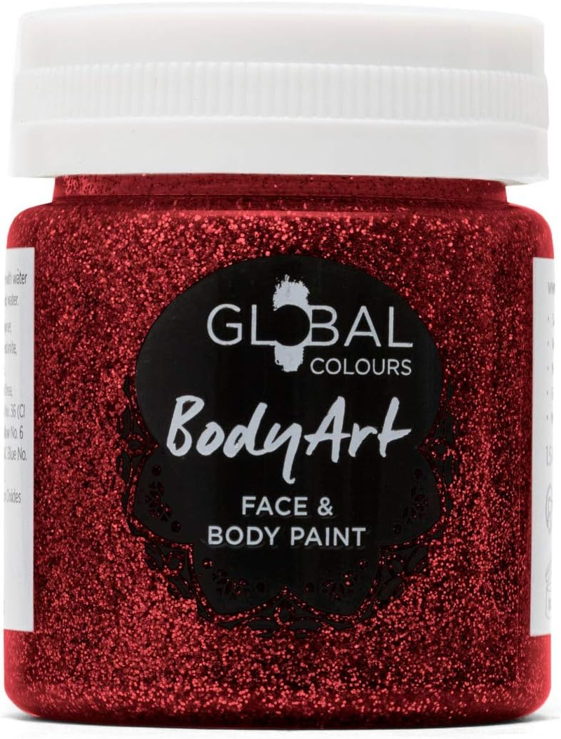 Global Colours Red Glitter - Bodyart Gels - 45Ml | Artist Paints