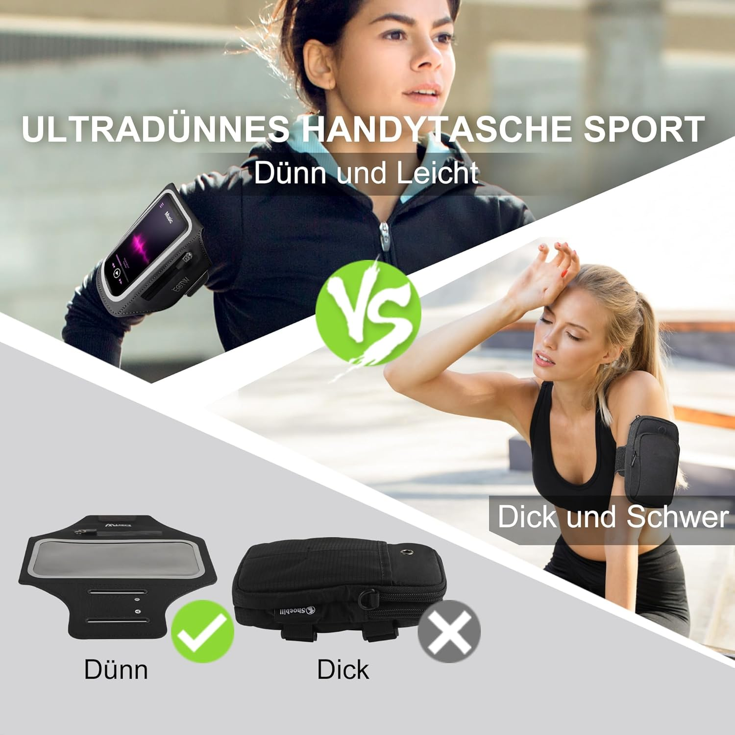 Mobile Phone Case Running Armband Jogging Sports Mobile Phone Holder Arm with Airpods Case for Iphone 16/15/14/13/12 Pro Max Galaxy S24+/S23+/S22/S21/S20 (6.2 Inches ~ 6.8 Inches) image number 6
