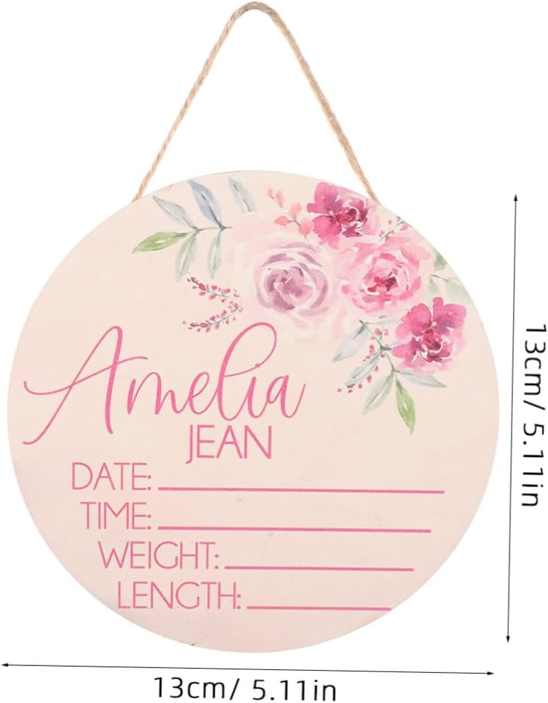 2Pcs Wooden Name Announcement Sign Newborn Birth Name Sign for Nursery Decor for Boy Born image number 6