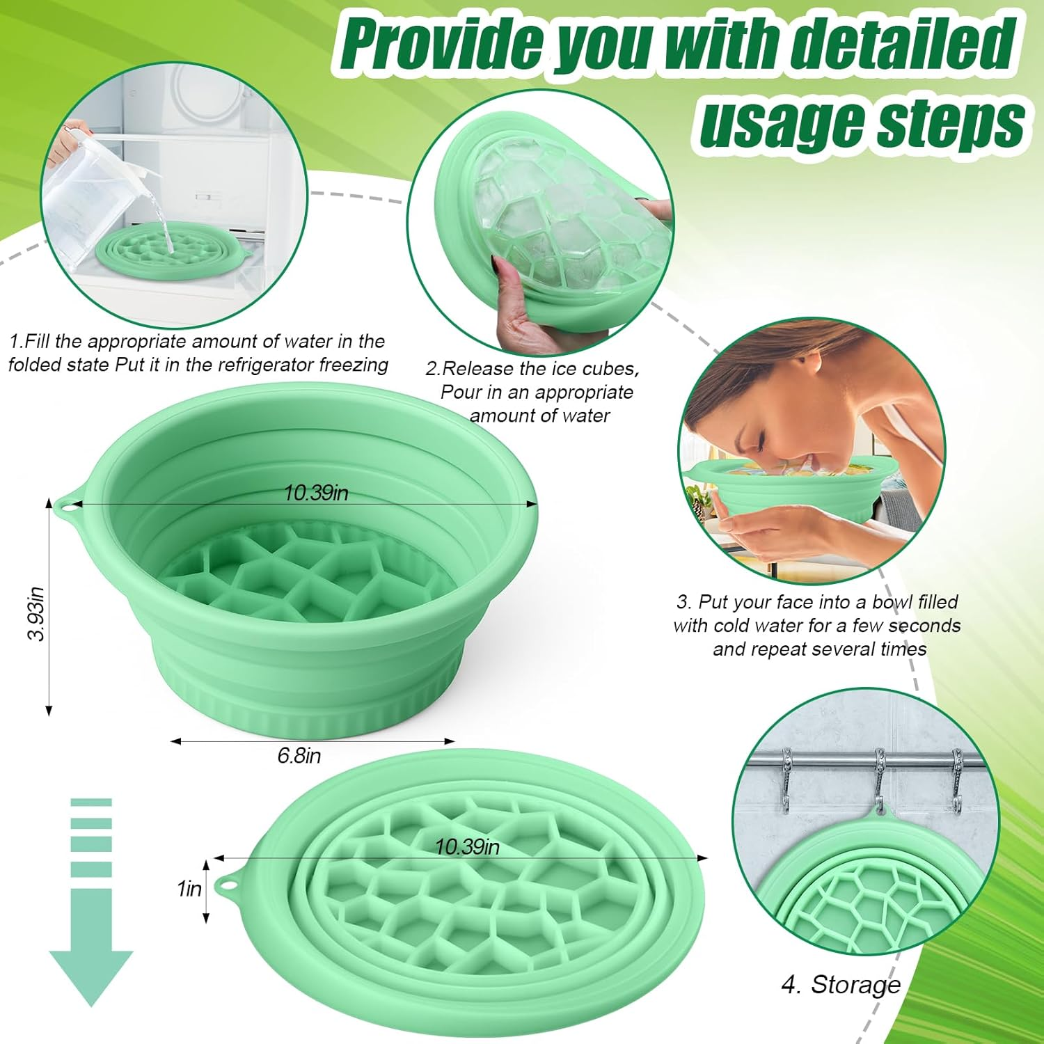 Palksky Face Bowl for Ice with Built-In Icetray, Silicone Ice Facial Folding Washbasin, Facial Plunge Bowl, Face Icebath at Home image number 1