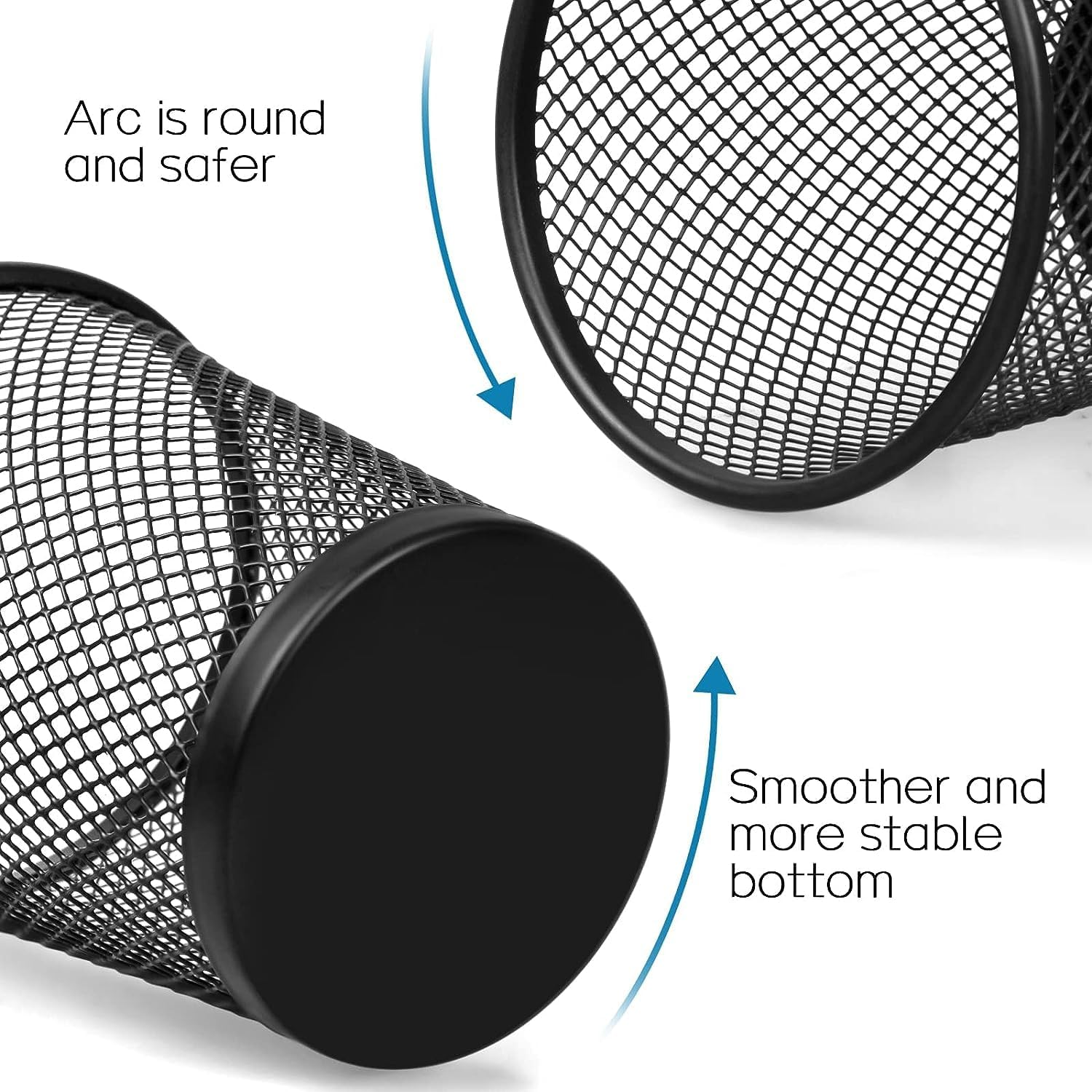 Pen Holder 6 Pack, Mesh Desk Organizer Pen Pot Pencil Holders, Stationary Supplies Pencil Pots for Office, Home, Classroom (Black 6Pcs) - Black image number 7