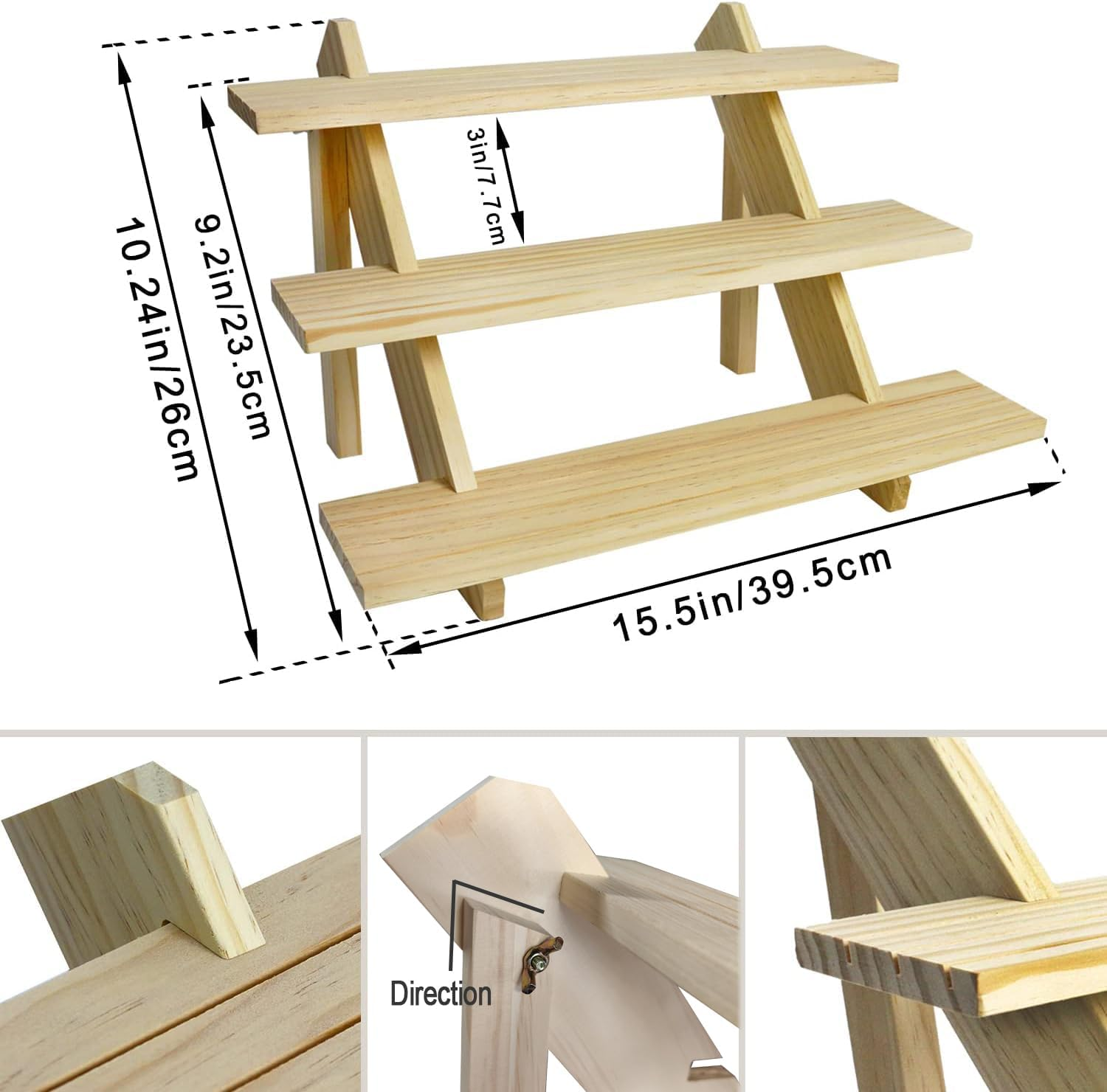 3 Tier Earring Display Stands for Selling, Retail Display Riser Earring, Ring Holder Stand, Removable Countertop Small Merchandise Display Stand, for Figures,Cupcake, Photo (Wood Color) image number 6