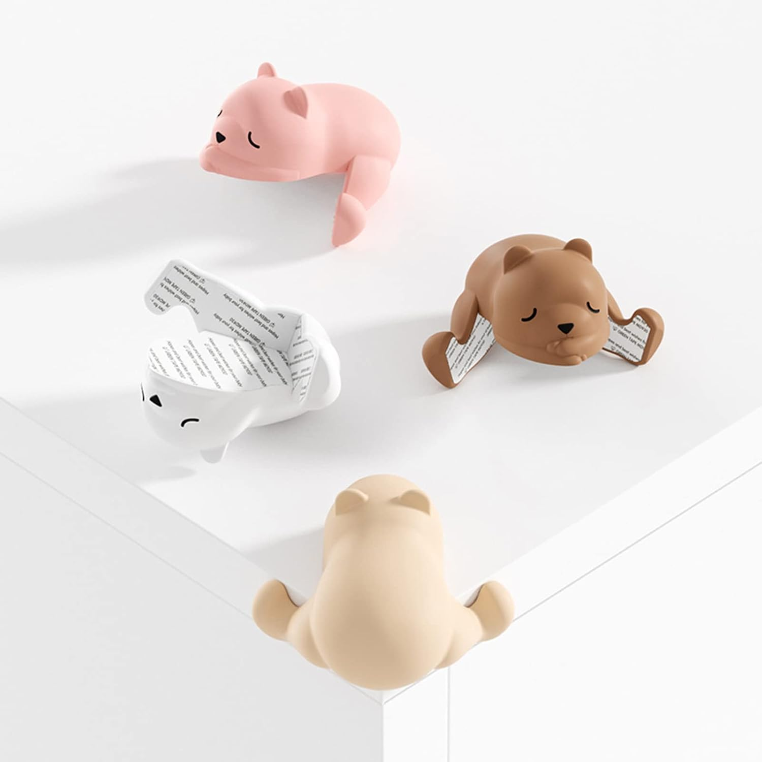 4 PCS Sleepy Bear Corner Protector Soft Corner Protector Corner Protectors Child Safety Cartoon Corner Protector Window Table Hemming Sticker Baby Corner Protection Safety Table Edge Protector image number 1