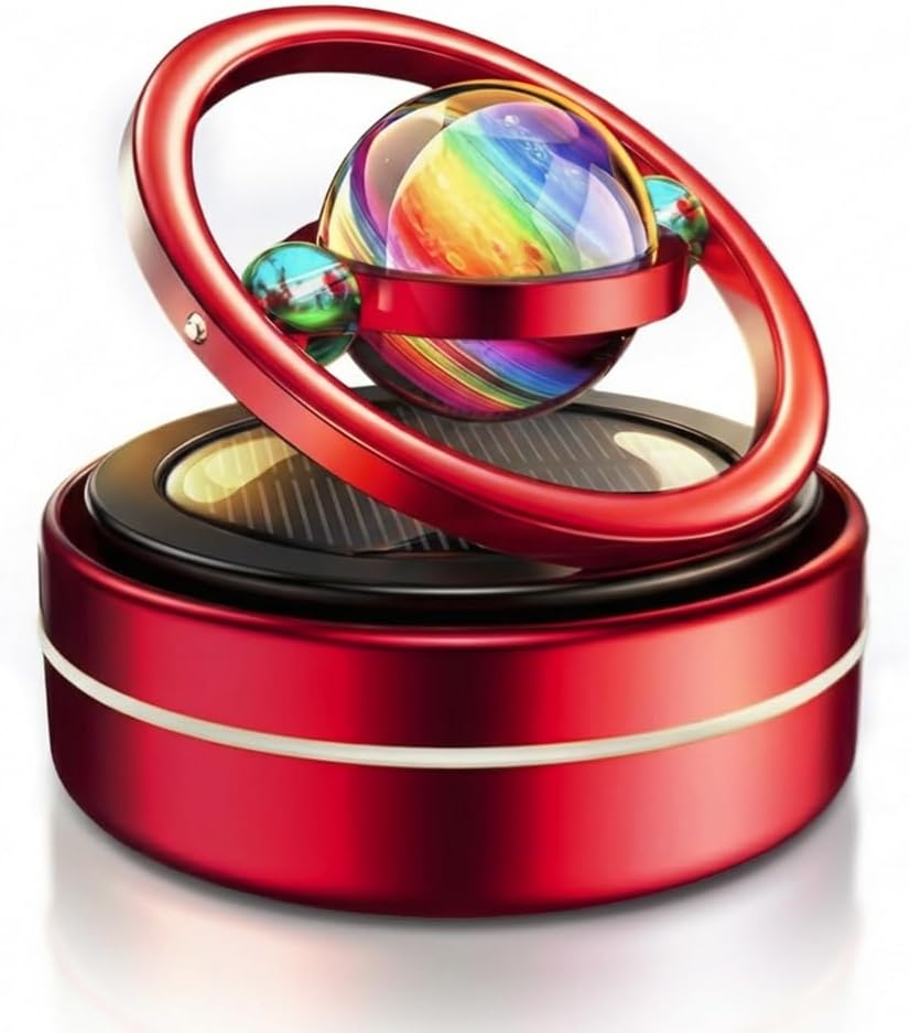 Solar Celestial Fidget Spinner, Lucky Car Decoration, Automatic Sun Powered Home Office & Automotive Accessories, Parents Day Birthday Gift Exchange, Aroma Diffuser Perfume Not Included (Galaxy Red) - Black image number 5