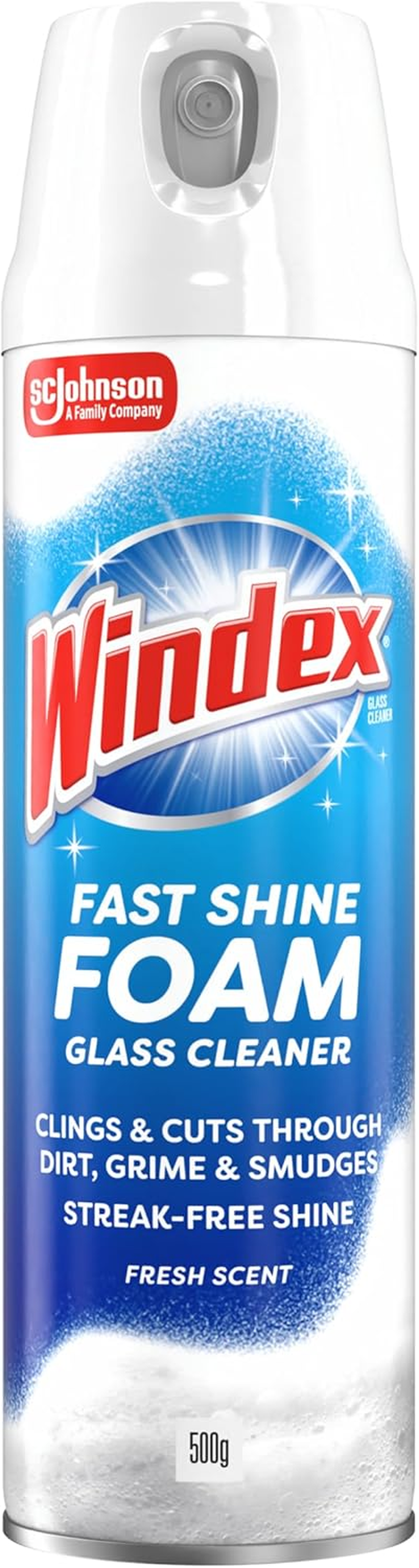 Windex Fast Shine Foam Glass Cleaner 500G &ndash; Clings & Cuts through Dirt, Grime & Smudges, Streak-Free Shine on Numerous Hard Surfaces around the Home image number 2