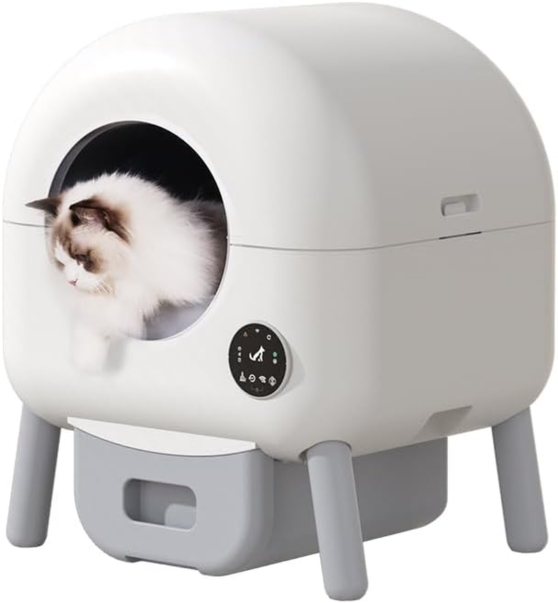 Smart Cat Litter Box Automatic Self-Cleaning with Wifi App Control 76L Extra Large Capacity Cat Litter Box LED Touch Display 10 - Fold Safety Protection image number 3