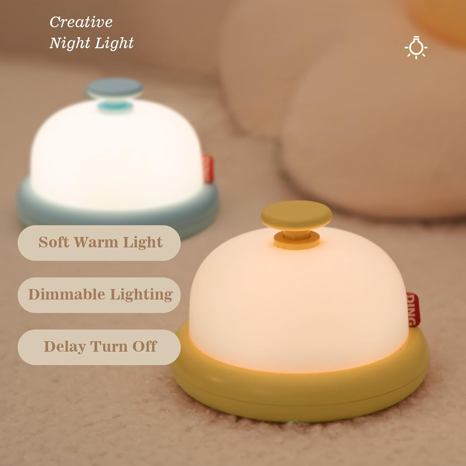 Night Light, Rechargeable & Auto-Off Bedside Lamp, Infinitely Dimmable with Gentle Glow for Kids, Baby & Toddler Nursery image number 4