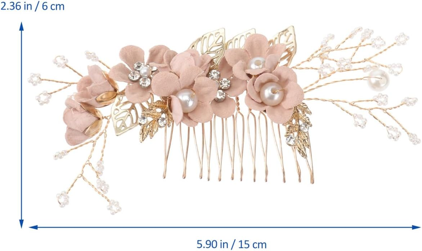 Hemobllo Side Hair Clips with Flowers for the Bride: Alloy Headpiece with Rhinestones and Flowers for Wedding Brides Hair Comb Wedding Prom Birthday Party